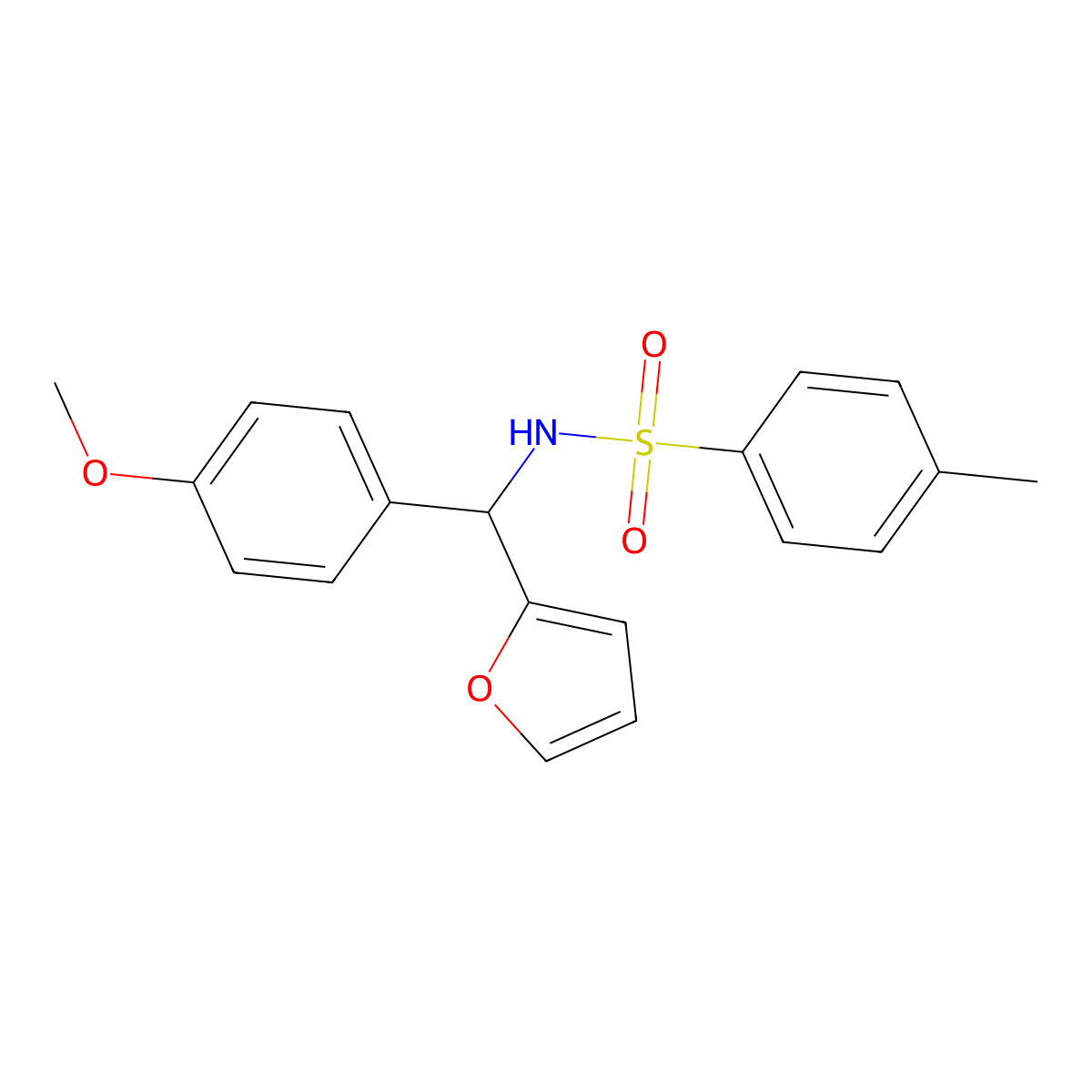 N-[(furan-2-yl)(4-methoxyphenyl)methyl]-4-methylbenzene-1-sulfonamide molecular structure, CAS 1631738-40-3