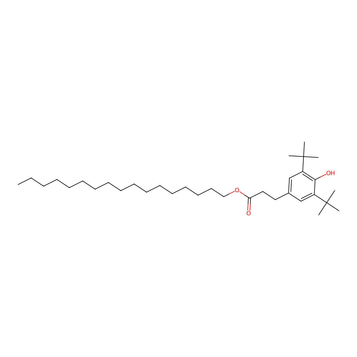 Heptadecyl 3,5-bis(1,1-dimethylethyl)-4-hydroxybenzenepropanoate molecular structure, CAS 163186-54-7