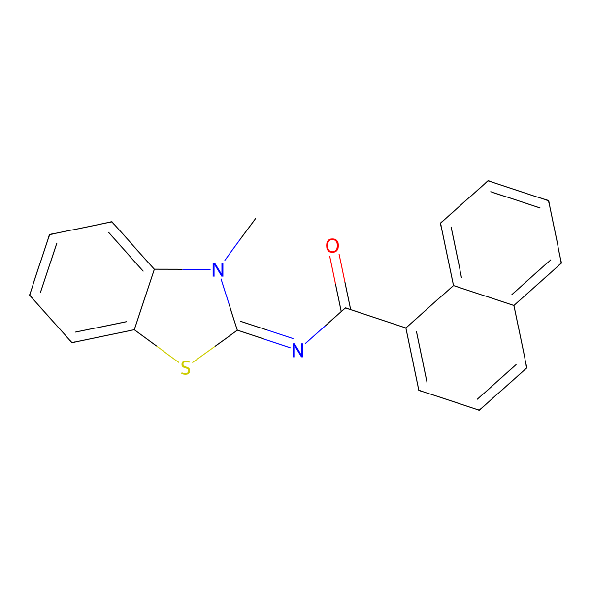 (Z)-N-(3-methylbenzo[d]thiazol-2(3H)-ylidene)-1-naphthamide molecular structure, CAS 163189-27-3