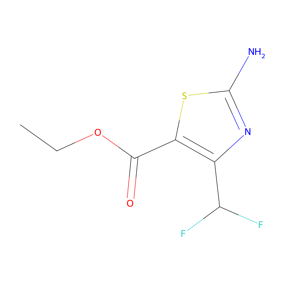 Ethyl 2-amino-4-(difluoromethyl)-1,3-thiazole-5-carboxylate molecular structure, CAS 1631960-98-9