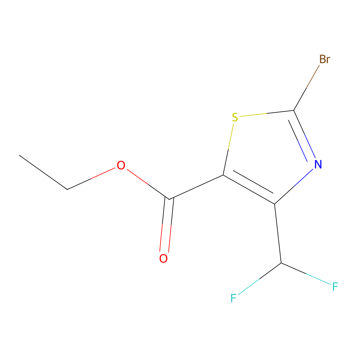 Ethyl 2-bromo-4-(difluoromethyl)-1,3-thiazole-5-carboxylate molecular structure, CAS 1631960-99-0
