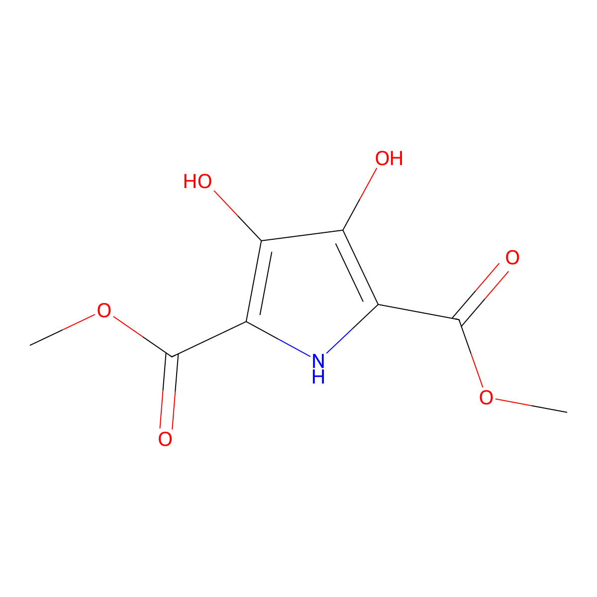 dimethyl 3,4-dihydroxy-1H-pyrrole-2,5-dicarboxylate molecular structure, CAS 1632-19-5