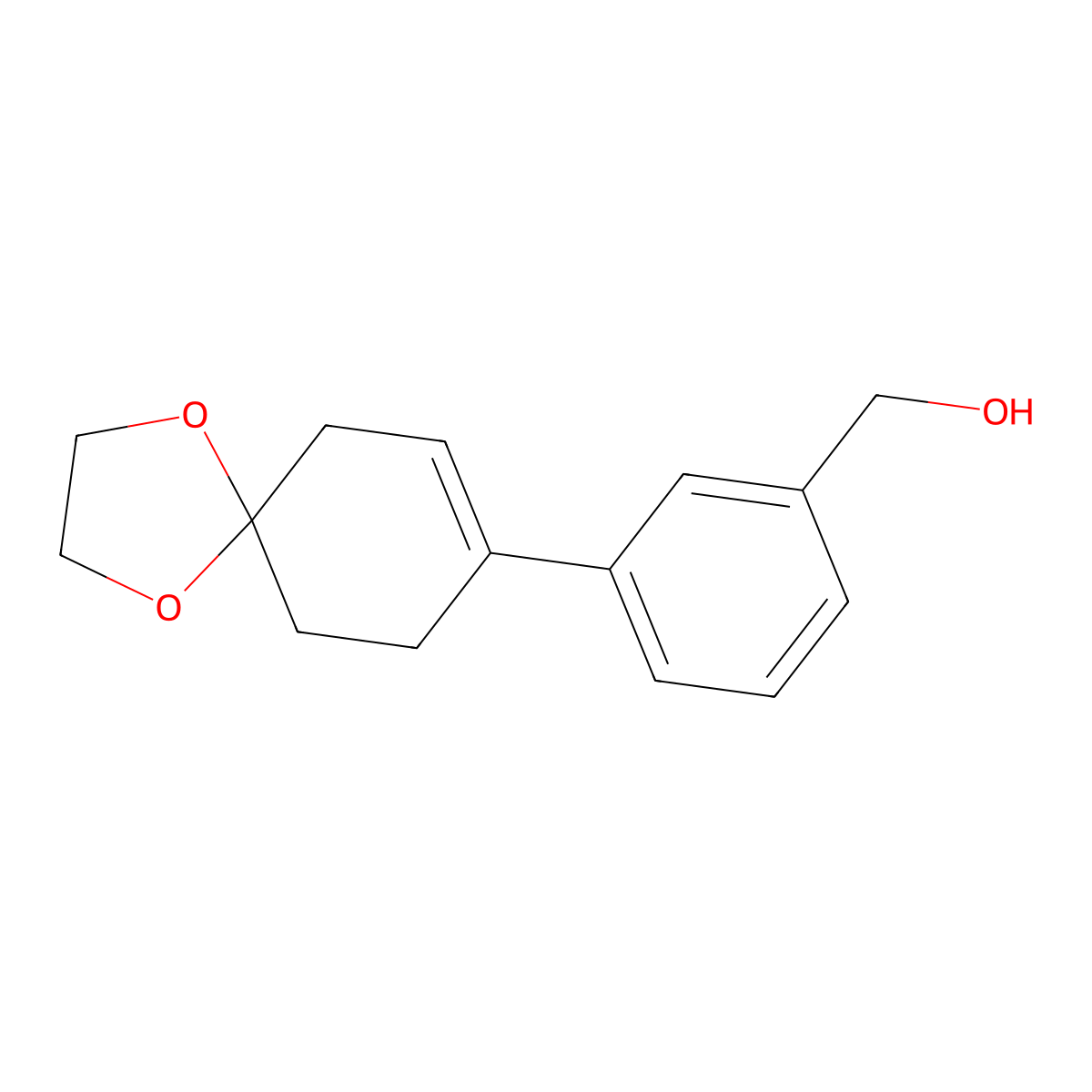 3-(1,4-Dioxaspiro[4.5]dec-7-en-8-yl)benzenemethanol molecular structure, CAS 1632047-58-5