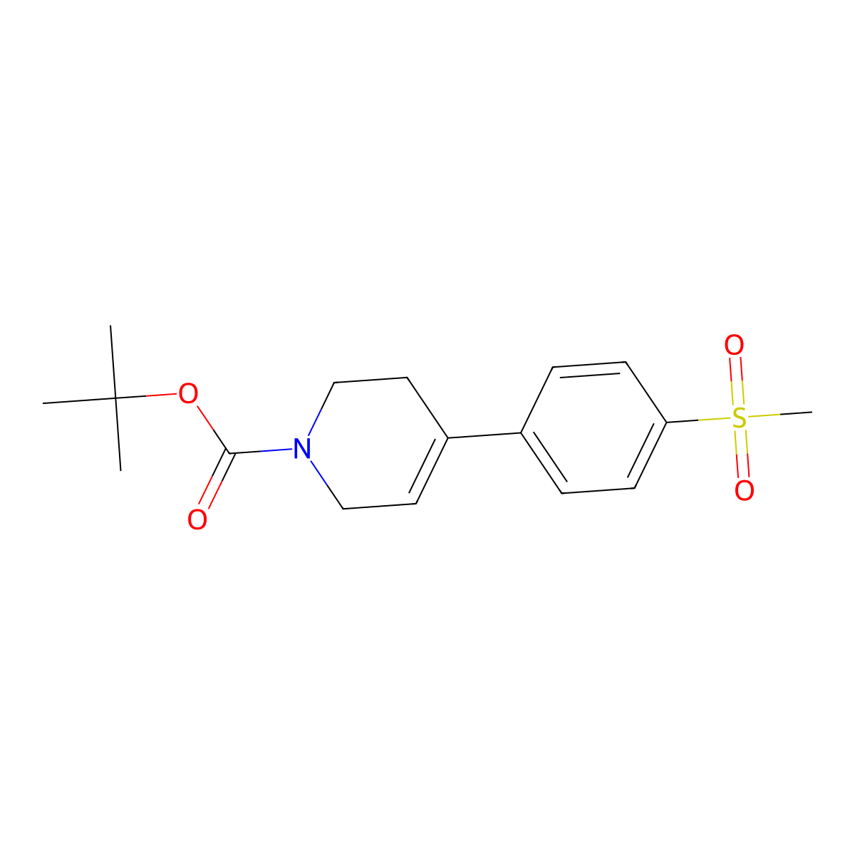 tert-Butyl 4-(4-(methylsulfonyl)phenyl)-3,6-dihydropyridine-1(2H)-carboxylate molecular structure, CAS 1632047-65-4