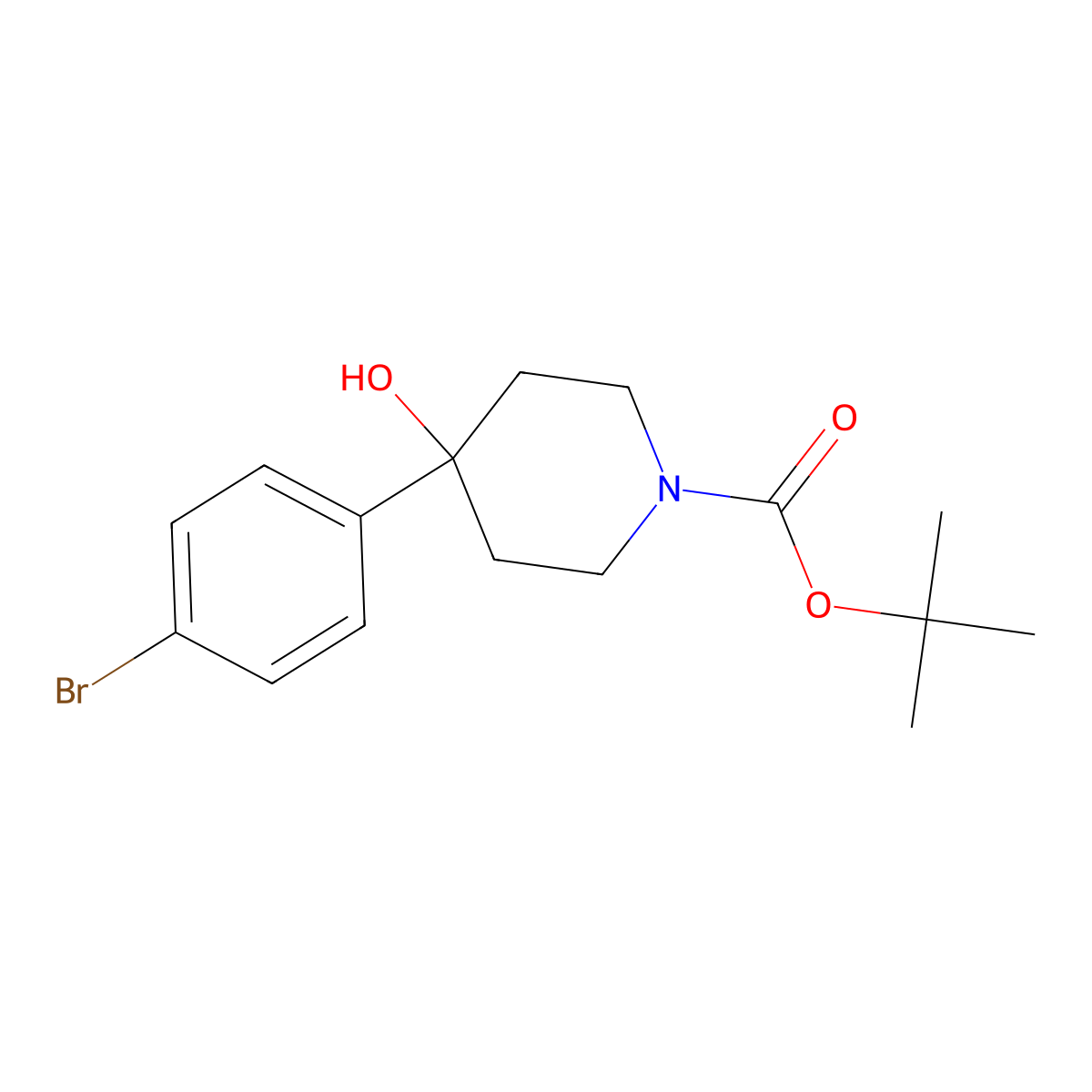 1-Boc-4-(4-bromo-phenyl)-piperidin-4-ol molecular structure, CAS 163209-96-9