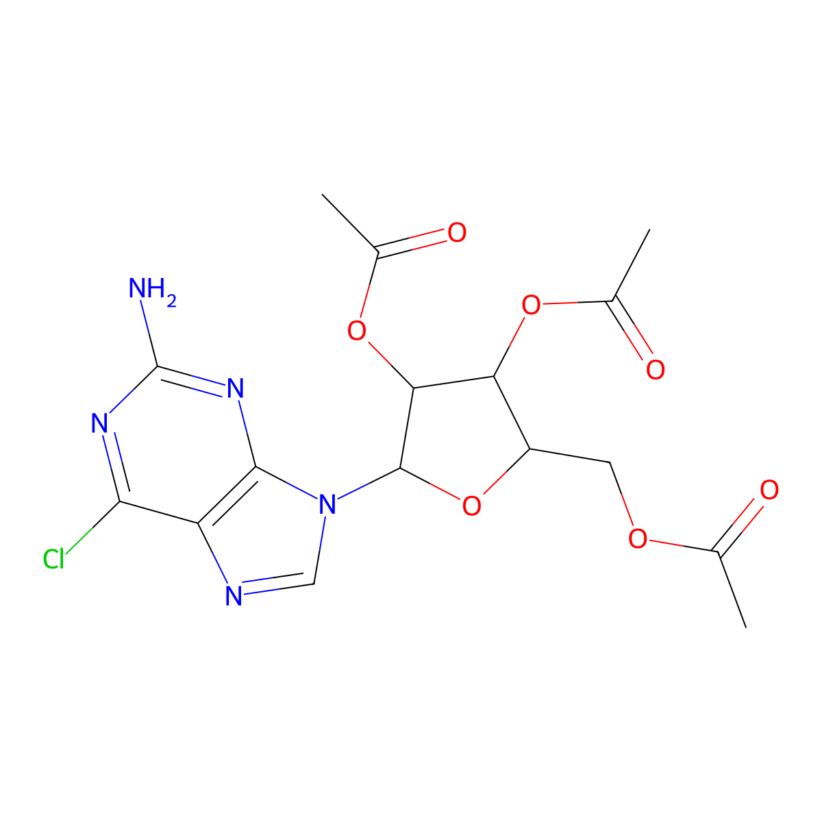 (2R,3R,4R,5R)-2-(Acetoxymethyl)-5-(2-amino-6-chloro-9H-purin-9-yl)tetrahydrofuran-3,4-diyl diacetate molecular structure, CAS 16321-99-6