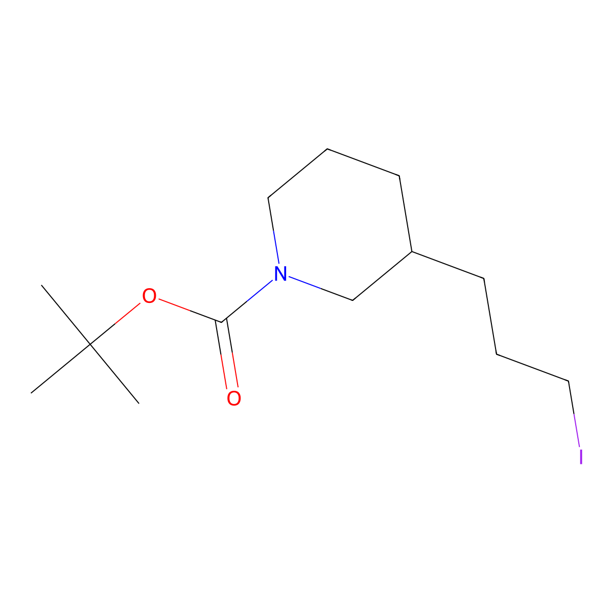 tert-Butyl 3-(3-iodopropyl)piperidine-1-carboxylate molecular structure, CAS 163210-23-9