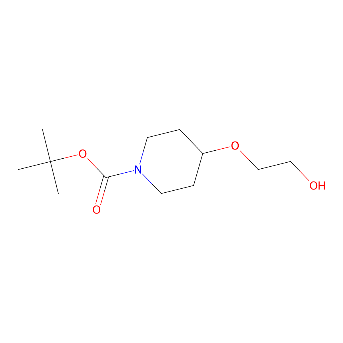 Tert-butyl 4-(2-hydroxyethoxy)piperidine-1-carboxylate molecular structure, CAS 163210-40-0
