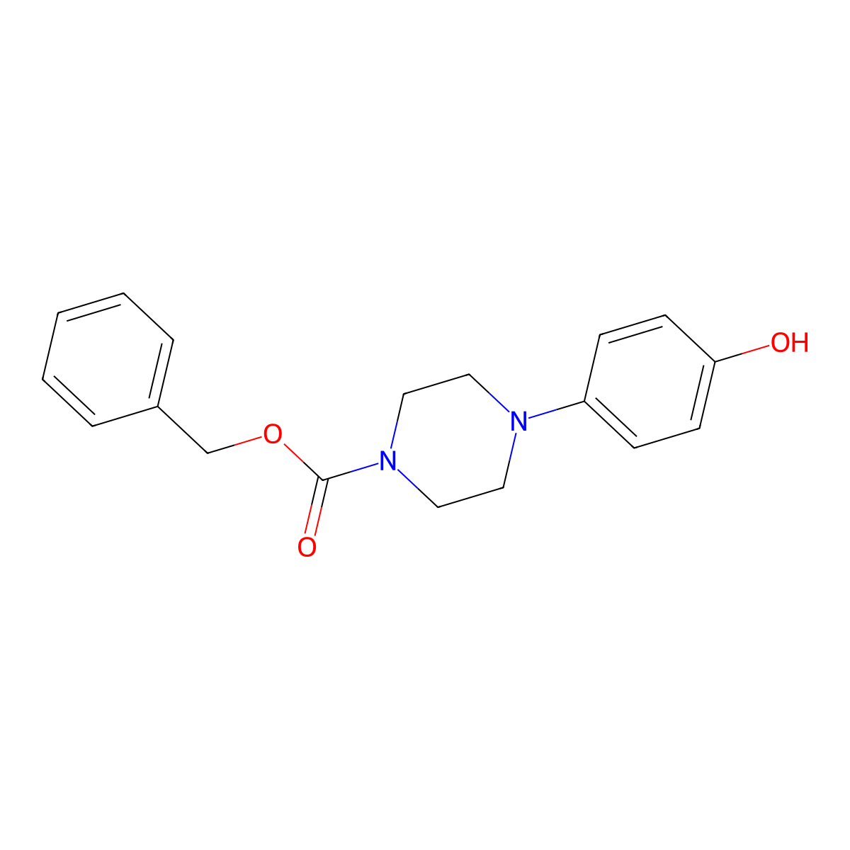 Benzyl 4-(4-hydroxyphenyl)piperazine-1-carboxylate molecular structure, CAS 163210-59-1