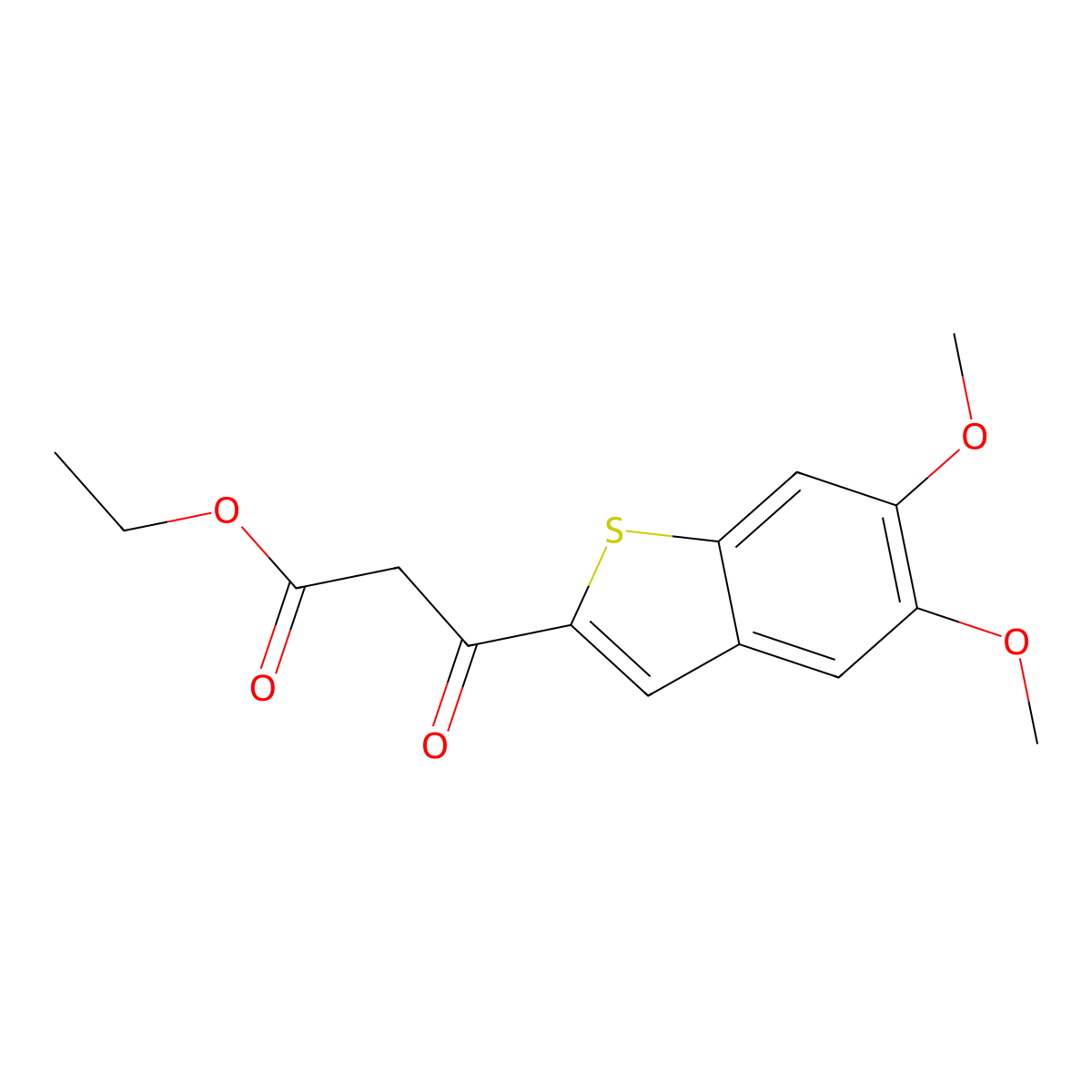 Ethyl 3-(5,6-dimethoxy-1-benzothien-2-yl)-3-oxopropanoate molecular structure, CAS 1632108-74-7