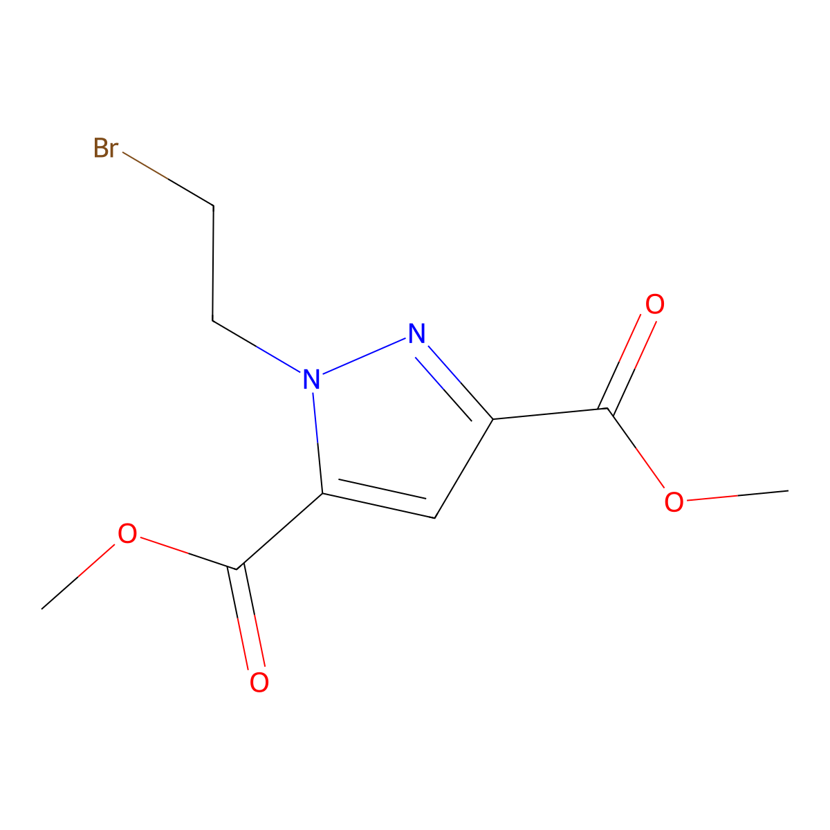 Dimethyl 1-(2-bromoethyl)-1H-pyrazole-3,5-dicarboxylate molecular structure, CAS 163213-29-4