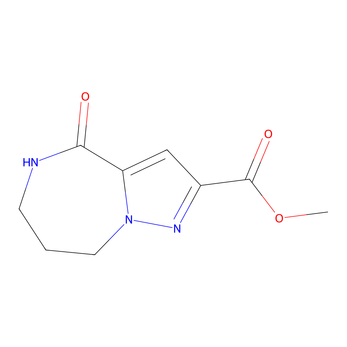 methyl 4-oxo-4H,5H,6H,7H,8H-pyrazolo[1,5-a][1,4]diazepine-2-carboxylate molecular structure, CAS 163213-38-5