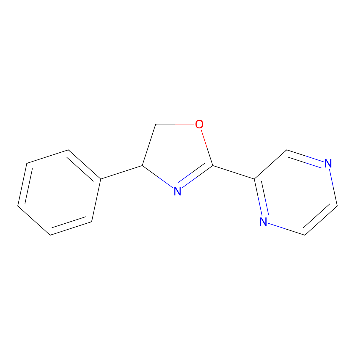 (S)-4-Phenyl-2-(pyrazin-2-yl)-4,5-dihydrooxazole molecular structure, CAS 1632140-87-4