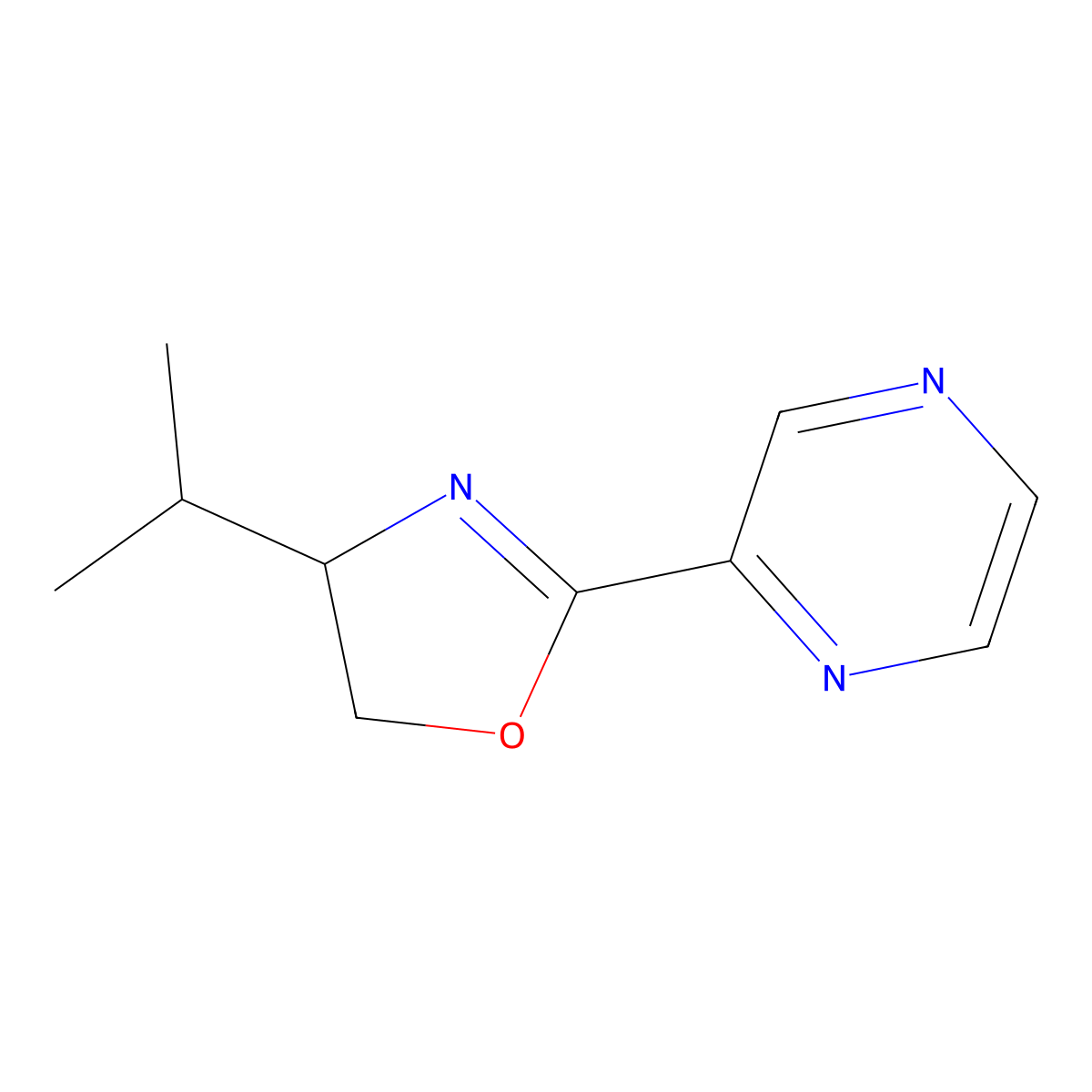 (S)-4-Isopropyl-2-(pyrazin-2-yl)-4,5-dihydrooxazole molecular structure, CAS 1632140-88-5