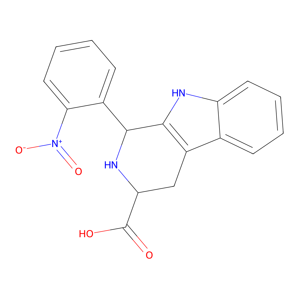 (3S)-1-(2-Nitrophenyl)-2,3,4,9-tetrahydro-1H-pyrido[3,4-B]indole-3-carboxylic acid molecular structure, CAS 1632146-43-0