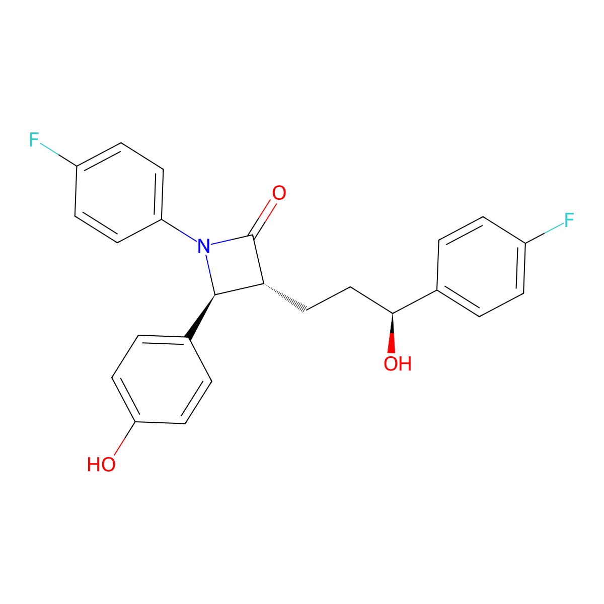 Ezetimibe molecular structure, CAS 163222-33-1