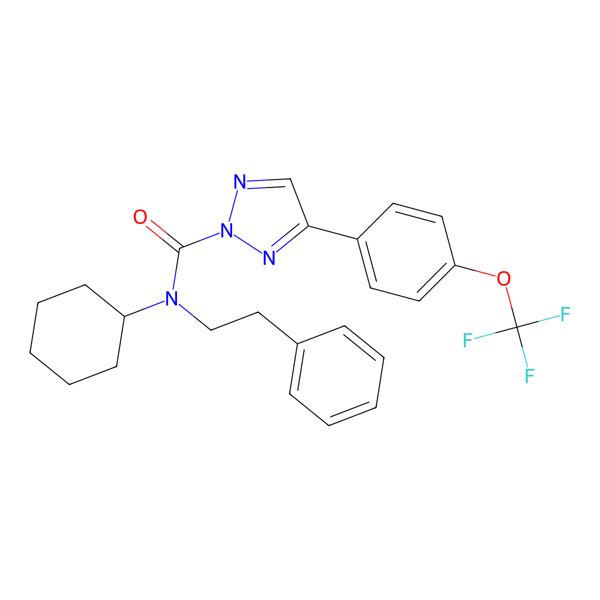 N-Cyclohexyl-N-phenethyl-4-(4-(trifluoromethoxy)phenyl)-2H-1,2,3-triazole-2-carboxamide molecular structure, CAS 1632236-44-2