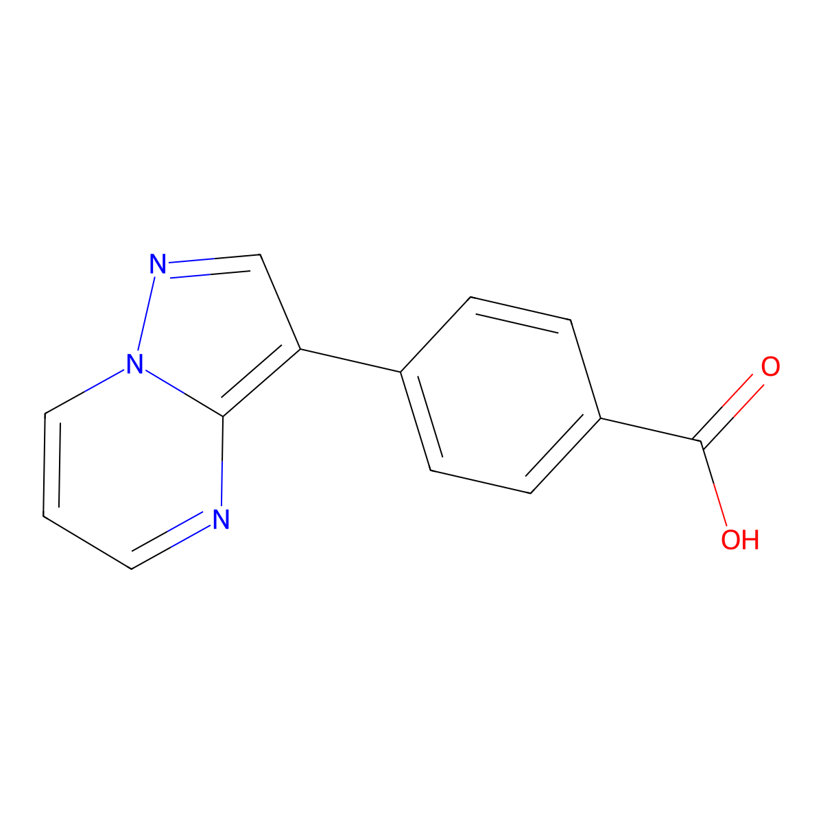 4-(Pyrazolo[1,5-a]pyrimidin-3-yl)benzoic acid molecular structure, CAS 1632251-25-2