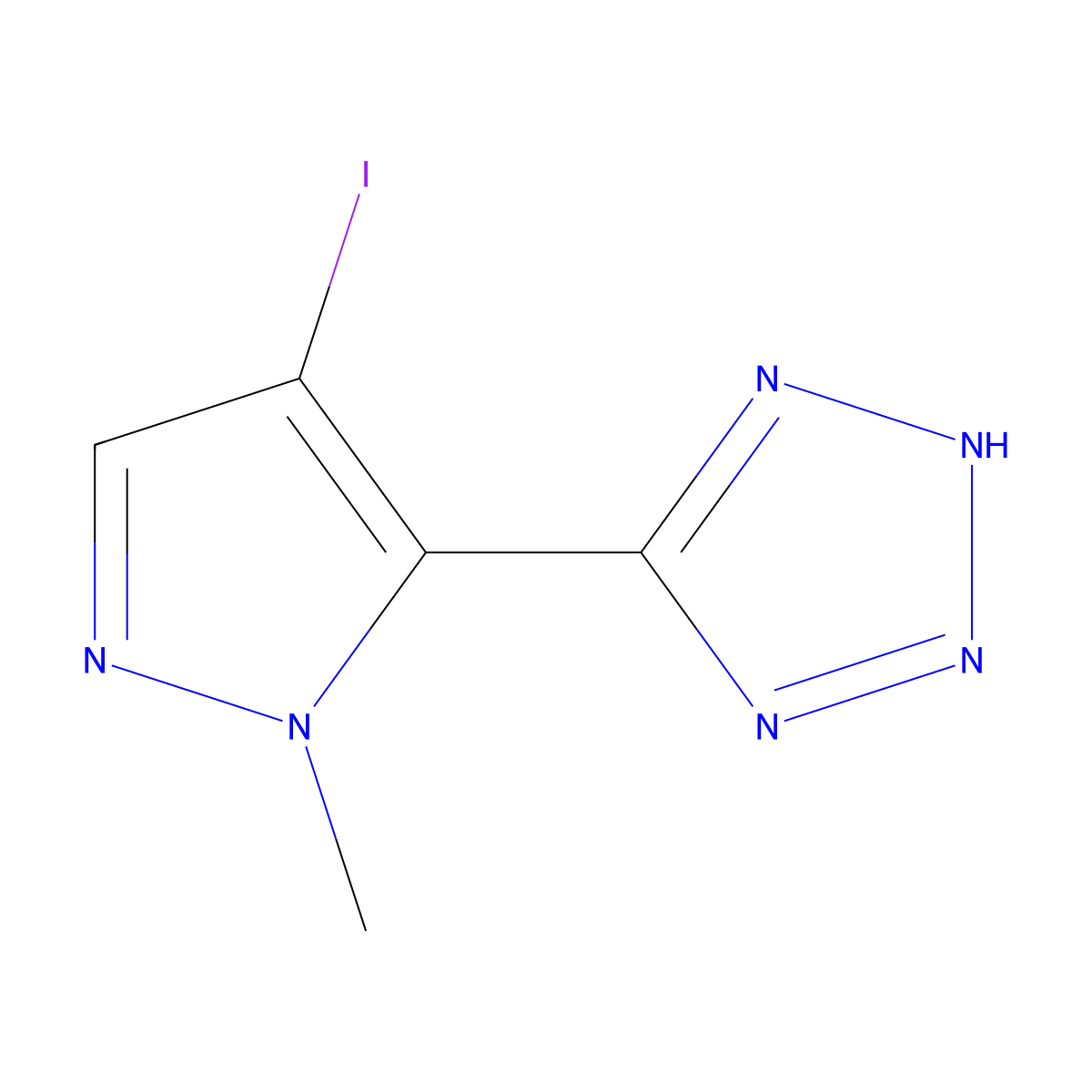 5-(4-iodo-1-methyl-1H-pyrazol-5-yl)-2H-tetrazole molecular structure, CAS 1632251-27-4