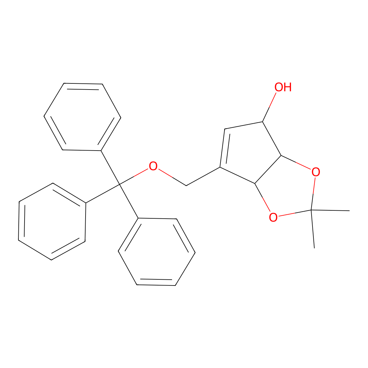 (3aS,4S,6aR)-2,2-dimethyl-6-((trityloxy)methyl)-4,6a-dihydro-3aH-cyclopenta[d][1,3]dioxol-4-ol molecular structure, CAS 163226-45-7