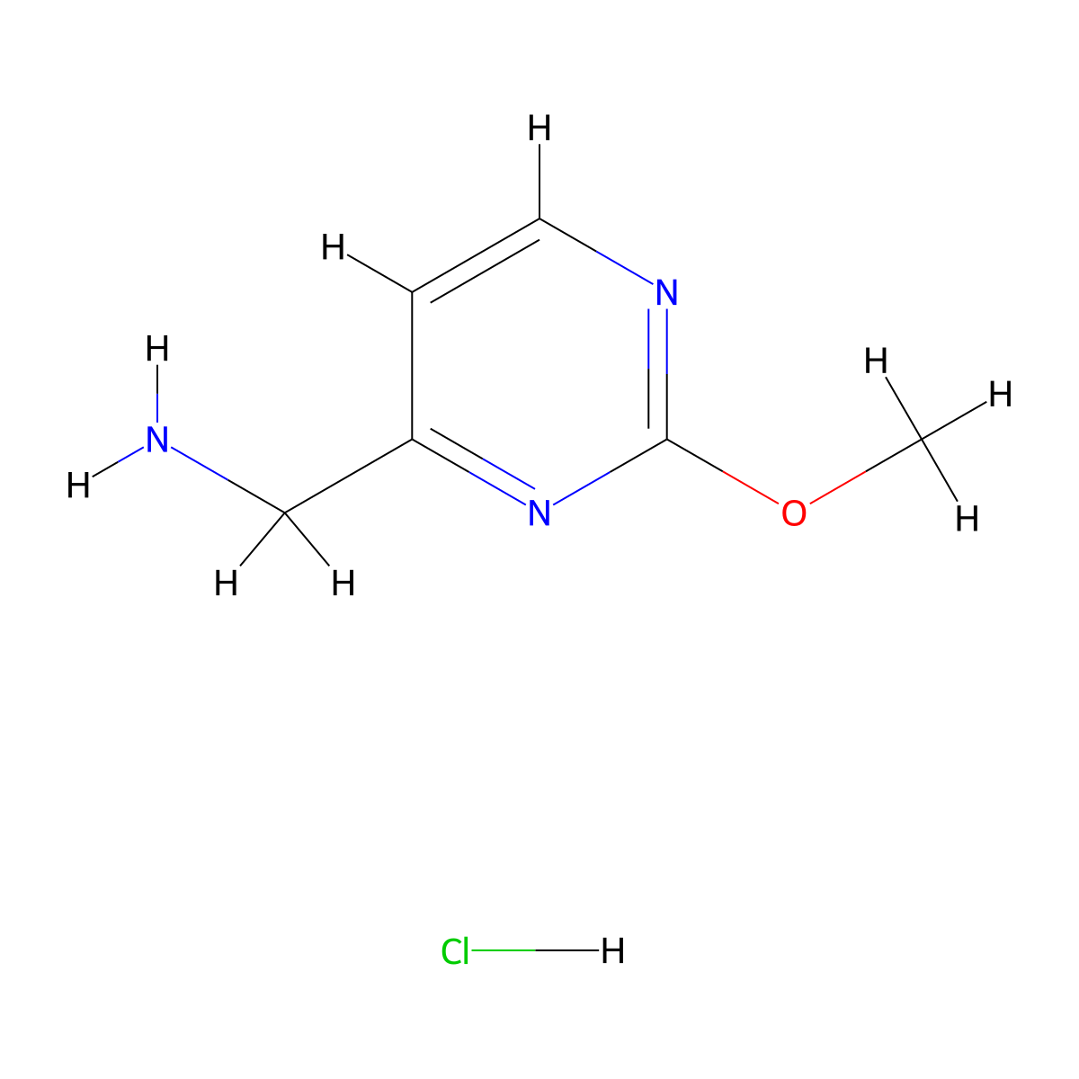 (2-Methoxypyrimidin-4-yl)methanamine hydrochloride molecular structure, CAS 1632285-87-0