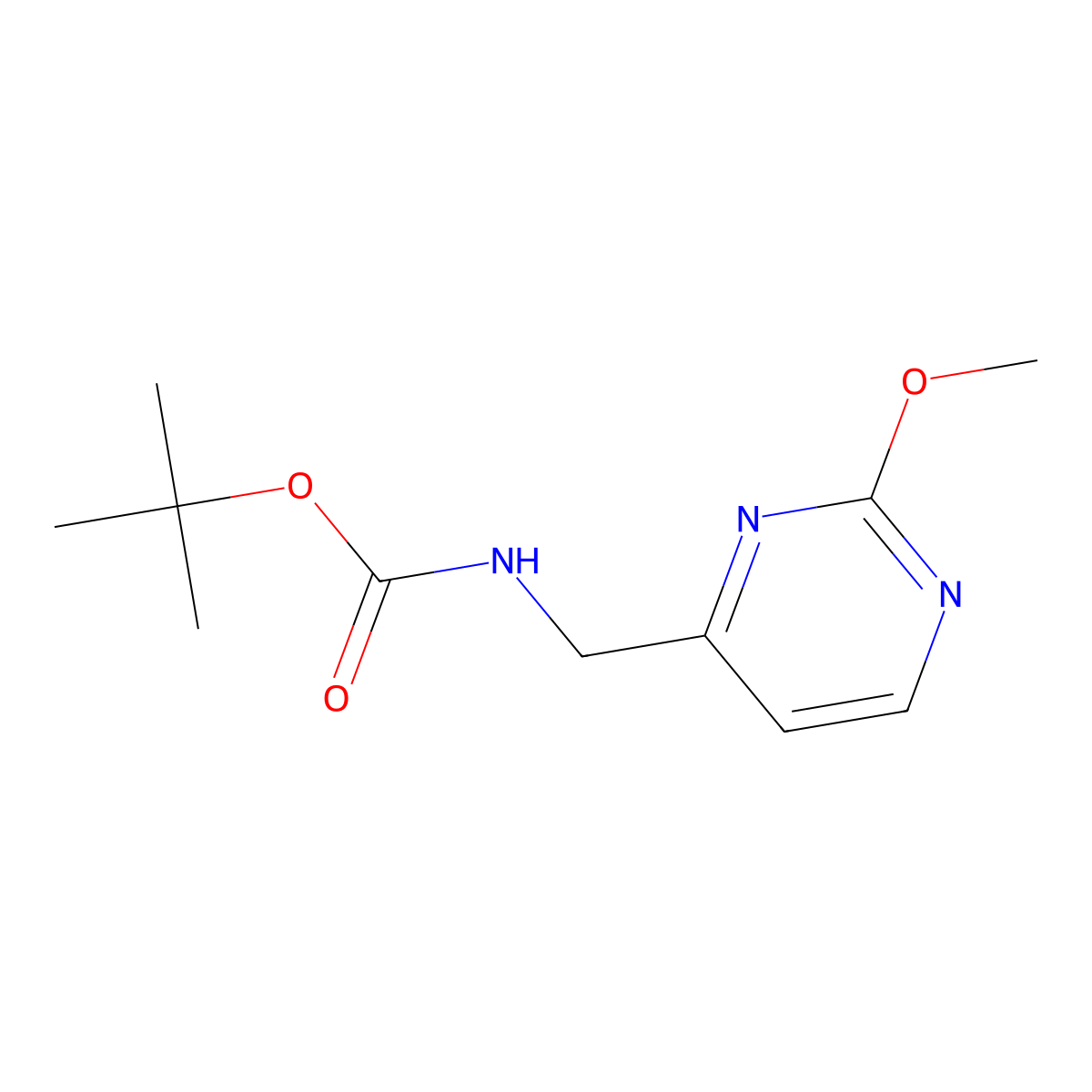 tert-Butyl ((2-methoxypyrimidin-4-yl)methyl)carbamate molecular structure, CAS 1632285-98-3