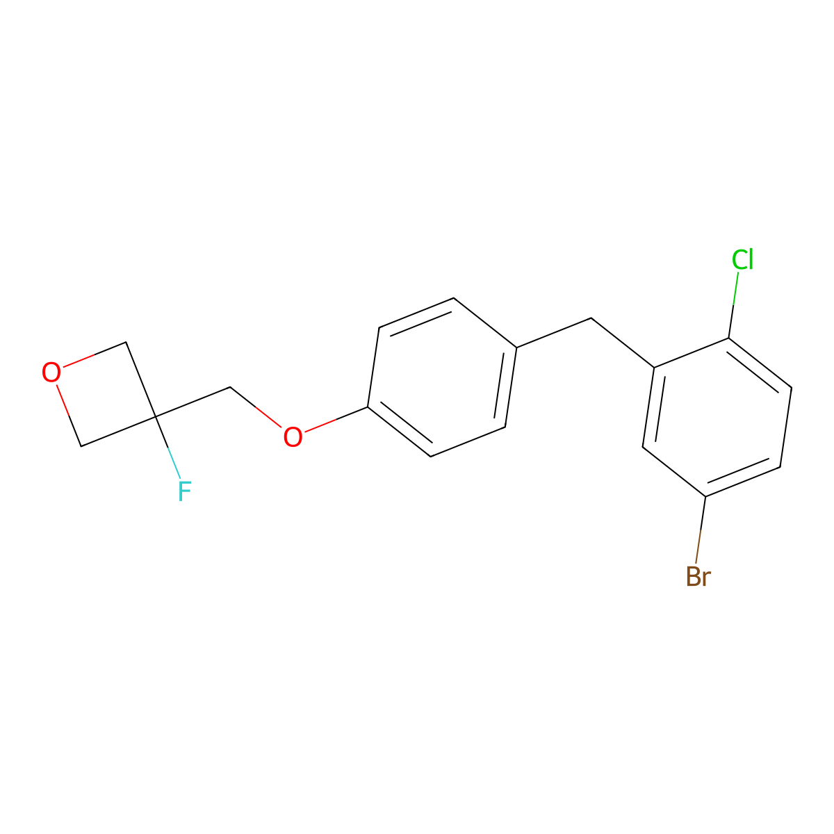 3-((4-(5-Bromo-2-chlorobenzyl)phenoxy)methyl)-3-fluorooxetane molecular structure, CAS 1632286-04-4