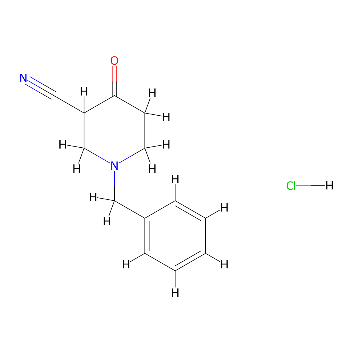 1-Benzyl-4-oxopiperidine-3-carbonitrile hydrochloride molecular structure, CAS 1632286-06-6
