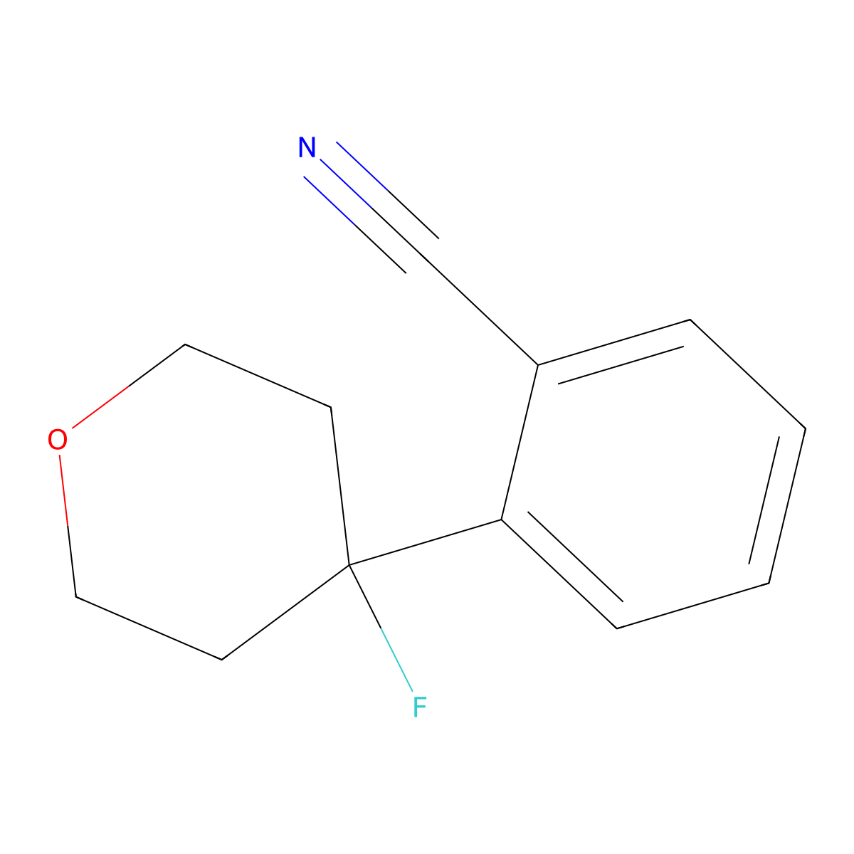 2-(4-Fluorotetrahydro-2H-pyran-4-yl)benzonitrile molecular structure, CAS 1632286-07-7