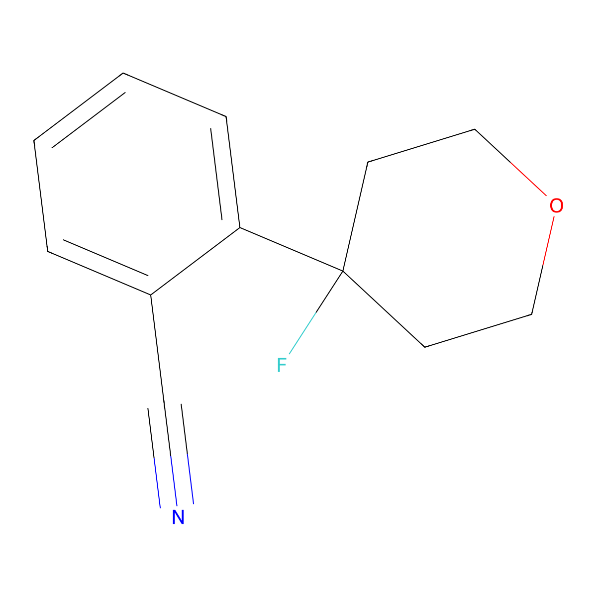 2-(4-Fluorotetrahydro-2H-pyran-4-yl)benzonitrile molecular structure, CAS 1632286-07-7
