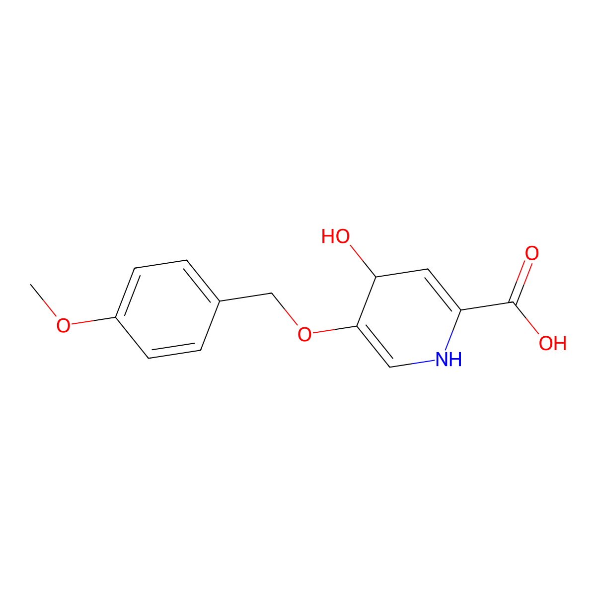 4-Hydroxy-5-((4-methoxybenzyl)oxy)-1,4-dihydropyridine-2-carboxylic acid molecular structure, CAS 1632286-08-8