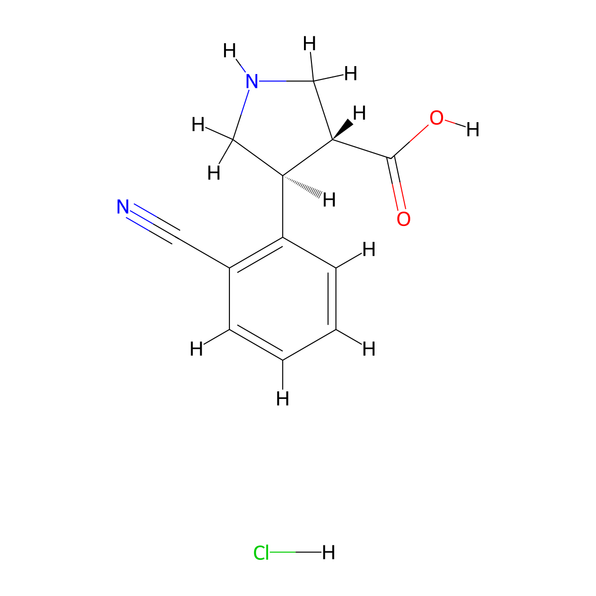trans-4-(2-Cyanophenyl)pyrrolidine-3-carboxylic acid hydrochloride molecular structure, CAS 1632286-12-4