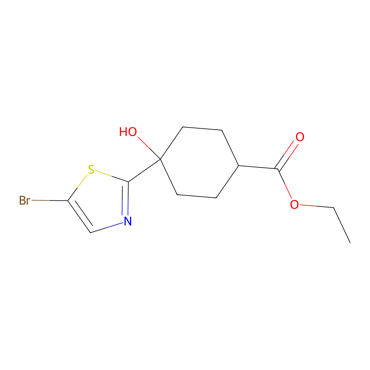 Ethyl 4-(5-bromothiazol-2-YL)-4-hydroxycyclohexanecarboxylate molecular structure, CAS 1632357-19-7