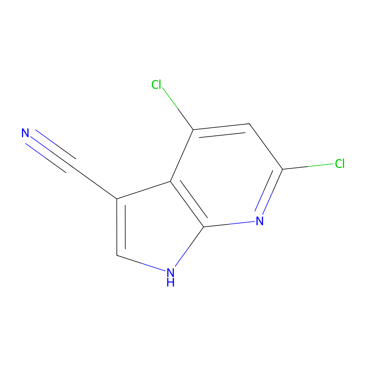 4,6-Dichloro-1H-pyrrolo[2,3-b]pyridine-3-carbonitrile molecular structure, CAS 1632368-33-2