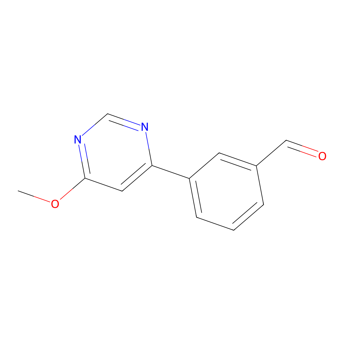3-(6-Methoxy-4-pyrimidinyl)benzaldehyde molecular structure, CAS 1632369-99-3
