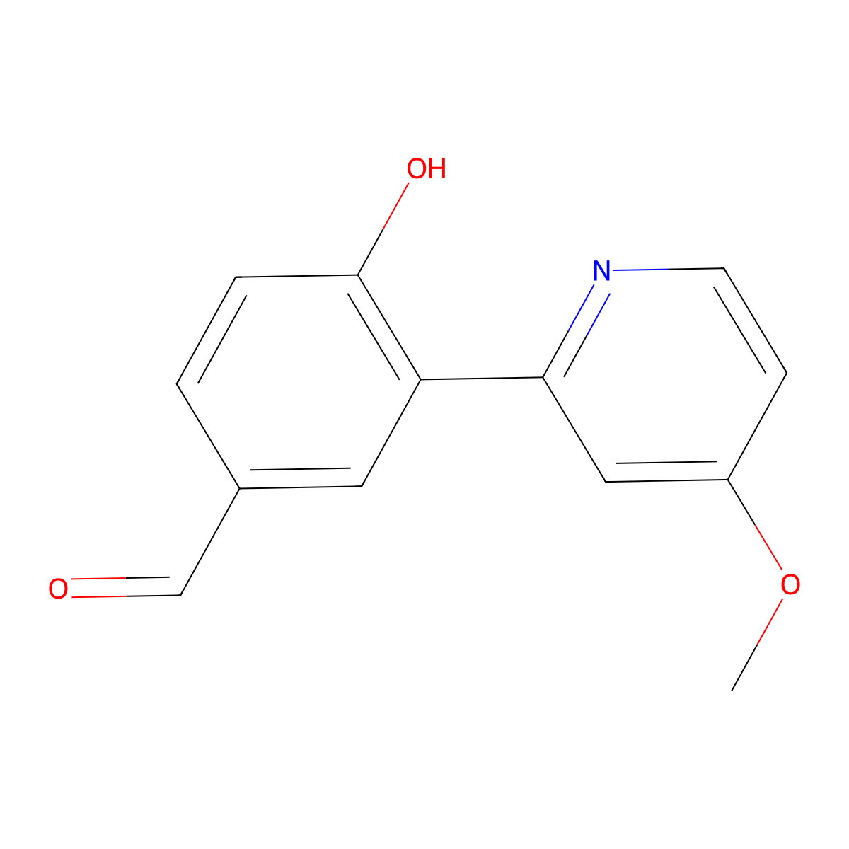 4-Hydroxy-3-(4-methoxy-2-pyridinyl)benzaldehyde molecular structure, CAS 1632370-21-8
