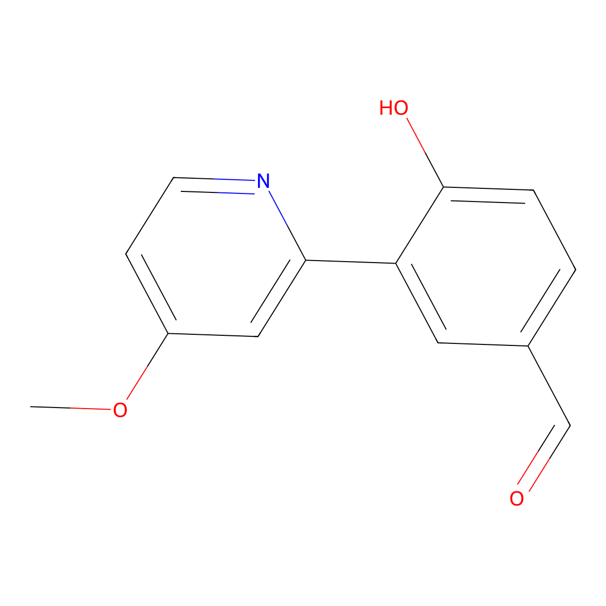 4-Hydroxy-3-(4-methoxy-2-pyridinyl)benzaldehyde molecular structure, CAS 1632370-21-8