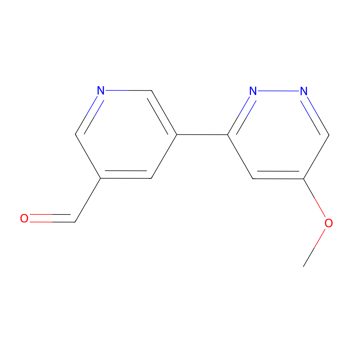 5-(5-Methoxy-3-pyridazinyl)-3-pyridinecarboxaldehyde molecular structure, CAS 1632370-71-8