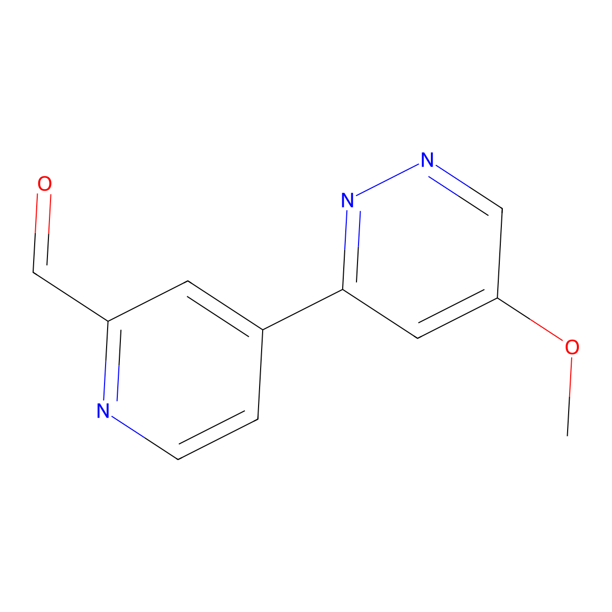 4-(5-Methoxy-3-pyridazinyl)-2-pyridinecarboxaldehyde molecular structure, CAS 1632370-74-1