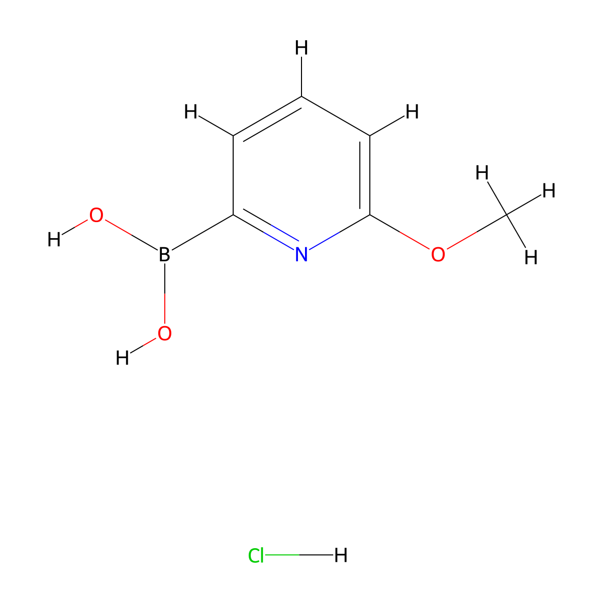 2-Methoxypyridine-6-boronic acid hydrochloride molecular structure, CAS 1632370-89-8