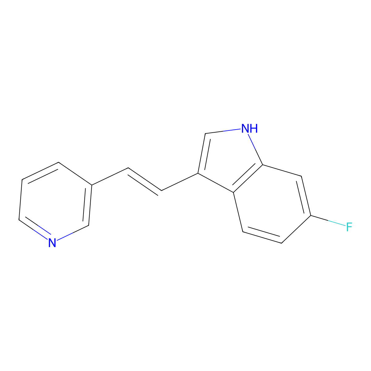 6-Fluoro-3-((1E)-2-(3-pyridinyl)ethenyl)-1H-indole molecular structure, CAS 163239-22-3