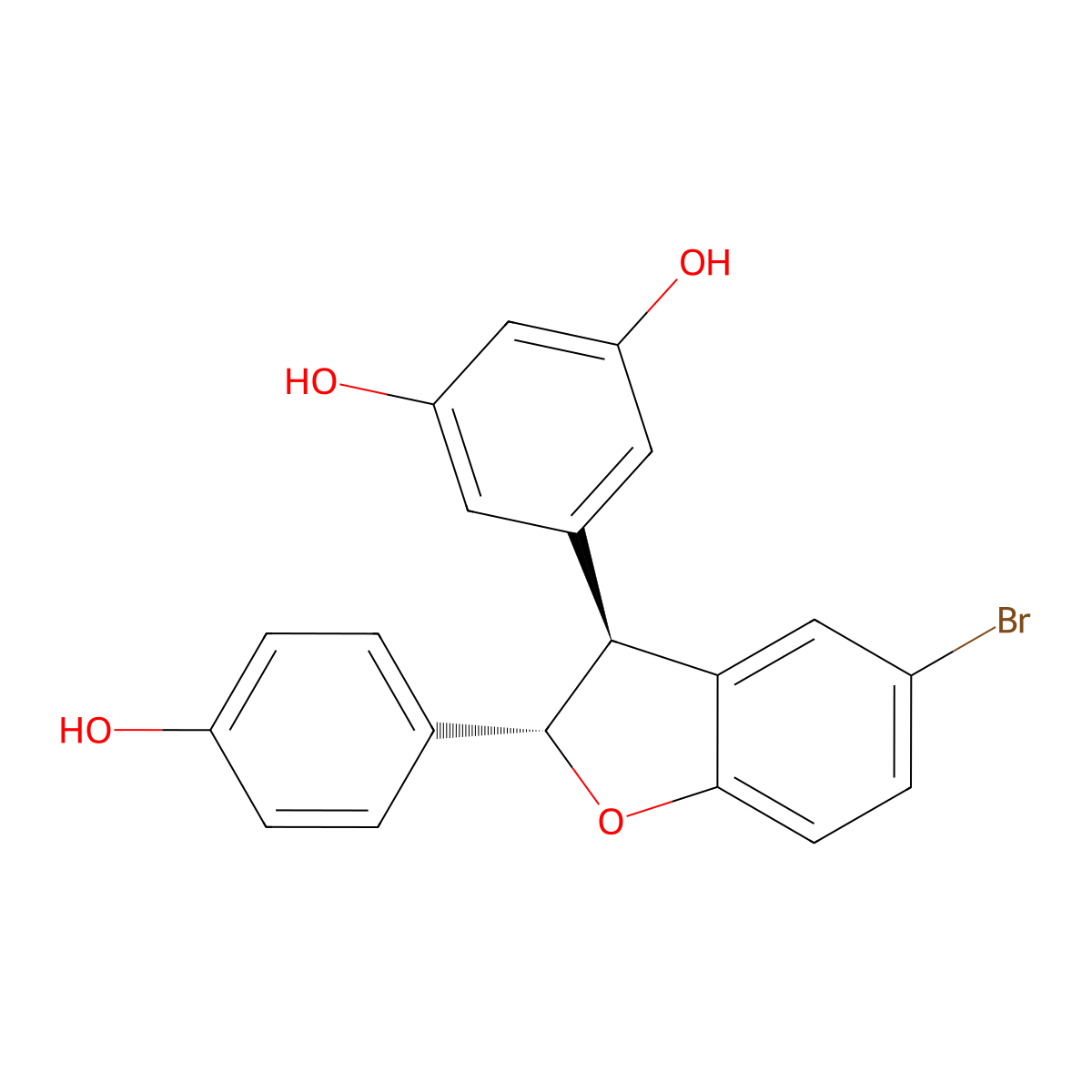 5-((2S,3S)-5-Bromo-2-(4-hydroxyphenyl)-2,3-dihydrobenzofuran-3-yl)benzene-1,3-diol molecular structure, CAS 1632406-61-1