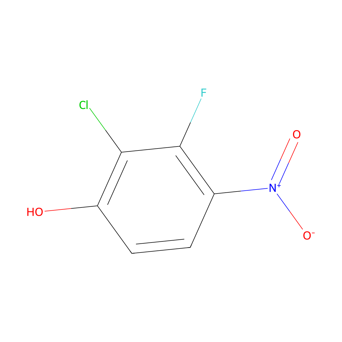 2-Chloro-3-fluoro-4-nitrophenol molecular structure, CAS 1632444-57-5
