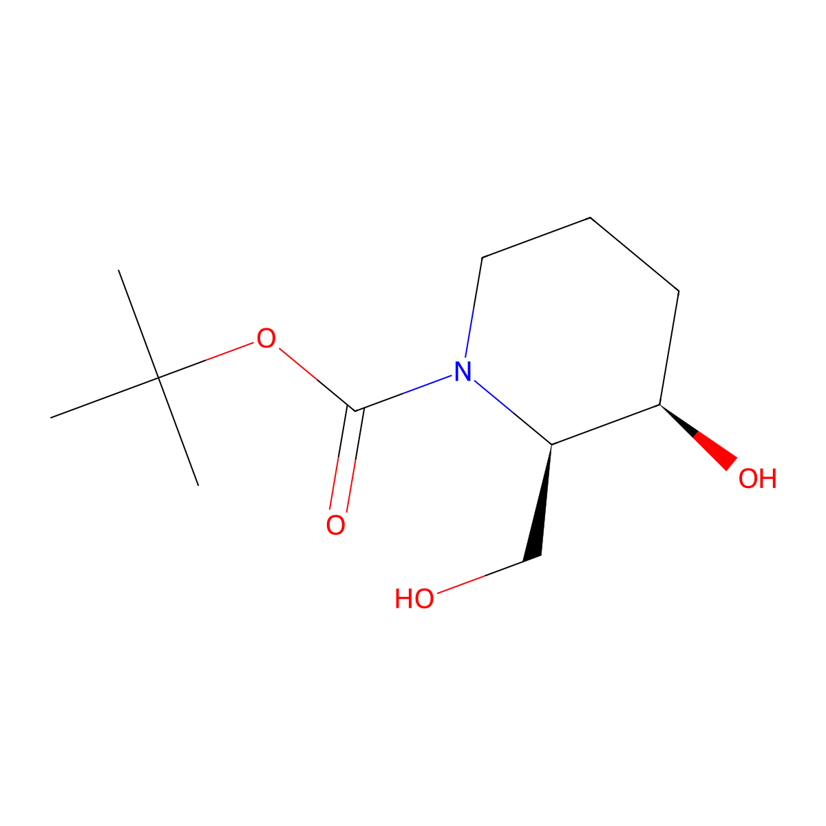 tert-Butyl (2R,3R)-3-hydroxy-2-(hydroxymethyl)piperidine-1-carboxylate molecular structure, CAS 1632471-02-3