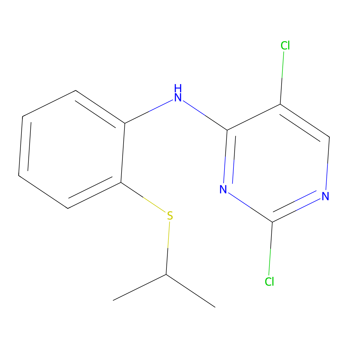 2,5-dichloro-N-(2-(isopropylthio)phenyl)pyrimidin-4-amine molecular structure, CAS 1632485-14-3