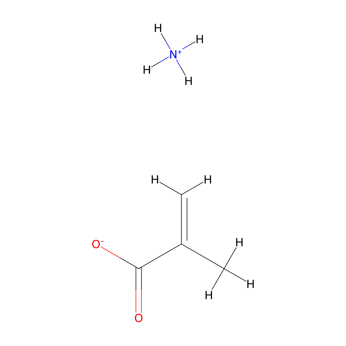 Ammonium methacrylate molecular structure, CAS 16325-47-6