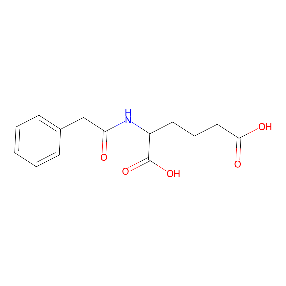 (R)-2-(2-Phenylacetamido)hexanedioic acid molecular structure, CAS 163251-01-2
