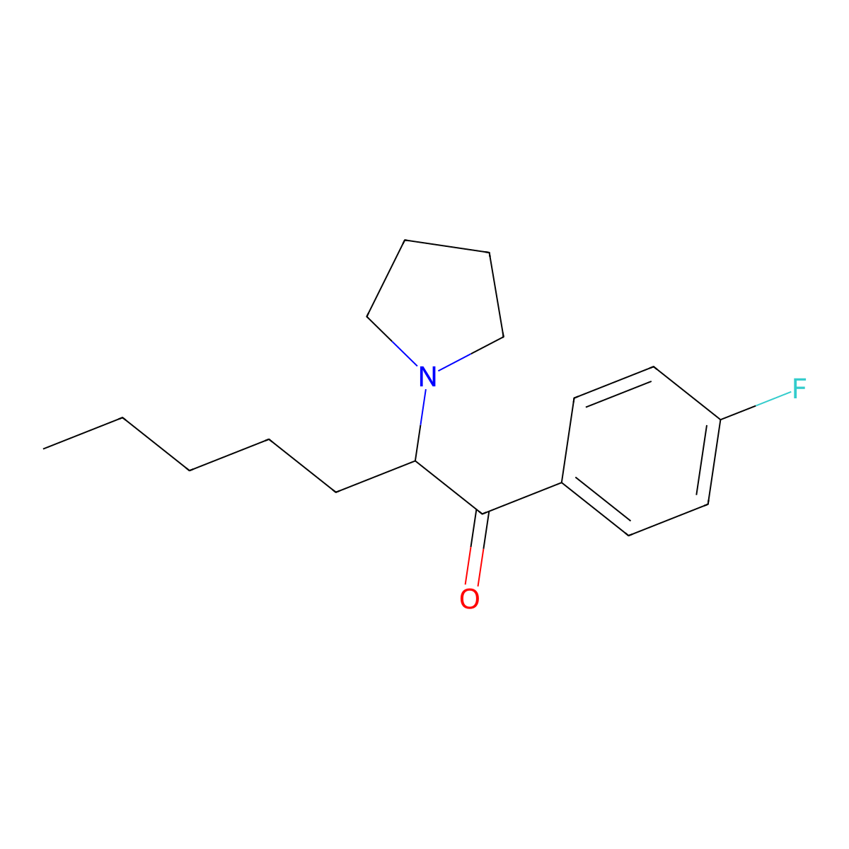 1-(4-Fluorophenyl)-2-(pyrrolidine-1-yl)heptane-1-one molecular structure, CAS 1632539-48-0