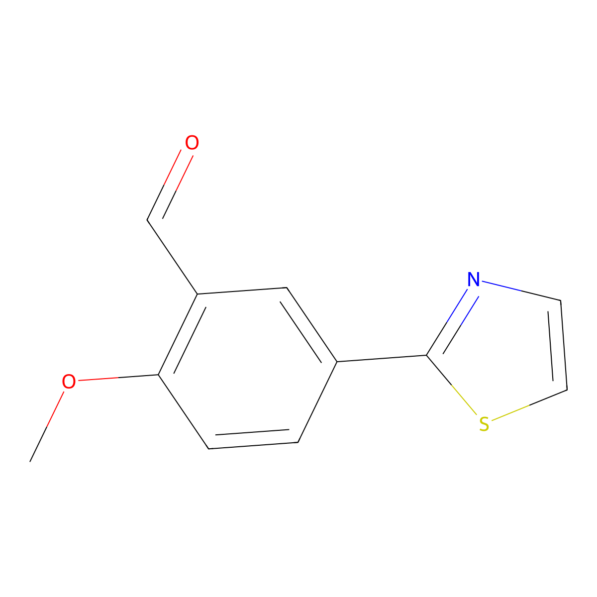 2-Methoxy-5-(2-thiazolyl)benzaldehyde molecular structure, CAS 163257-18-9