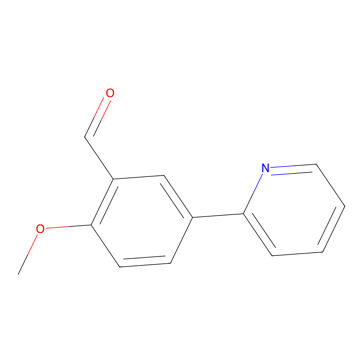 2-Methoxy-5-(pyridin-2-yl)benzaldehyde molecular structure, CAS 163257-19-0